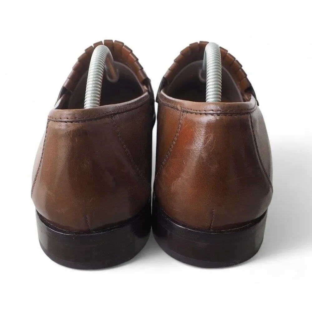 Brass‎ Boots Tassel Kiltie Slip-on Moc Toe Leather Loafers 93438 Brown Men's 11M